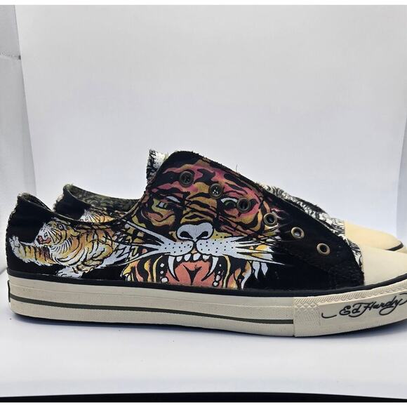 Vintage Y2K Ed Hardy Size US 13 Slip on Tiger Kills Shoes - Picture 1 of 13